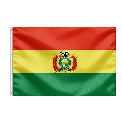 VELIFFCO Bolivia flag 3x5ft fluttering in a gentle breeze for outdoor events.
