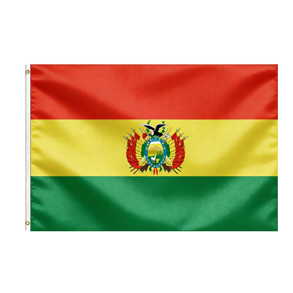VELIFFCO Bolivia flag 3x5ft fluttering in a gentle breeze for outdoor events.
