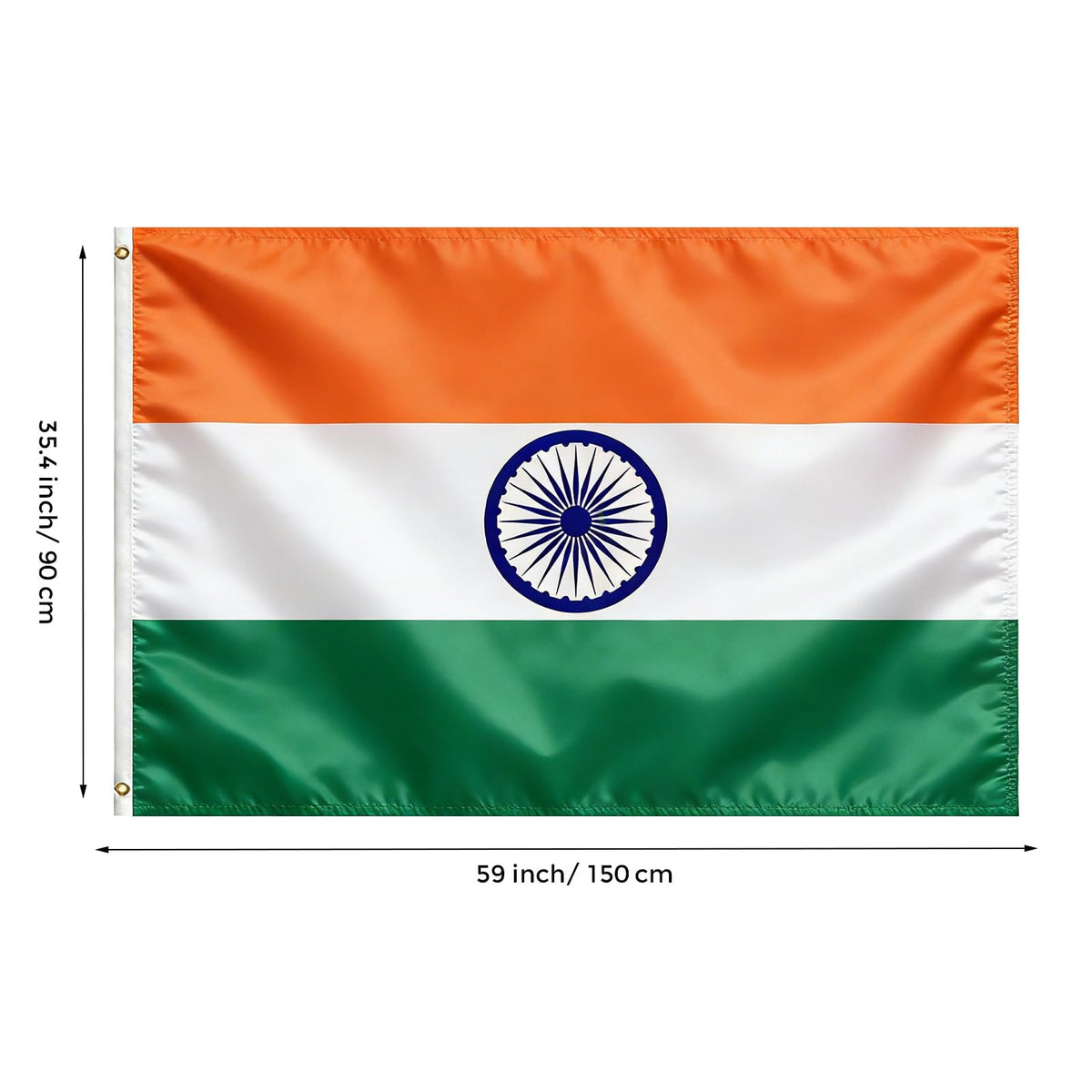 VELIFFCO Indian flag brass grommets close-up, durable mounting for reliable outdoor use