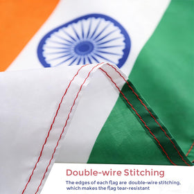 VELIFFCO Indian flag polyester fabric detail, wrinkle-resistant and easy to handle