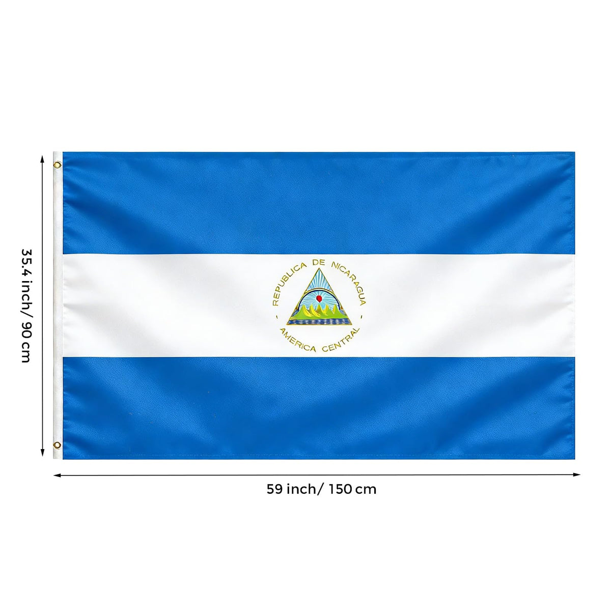 VELIFFCO Nicaragua flag brass grommets close-up highlights sturdy hardware for reliable mounting