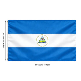 VELIFFCO Nicaragua flag brass grommets close-up highlights sturdy hardware for reliable mounting