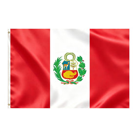 VELIFFCO Peru flag 3x5ft waving on a flagpole for quick outdoor display.