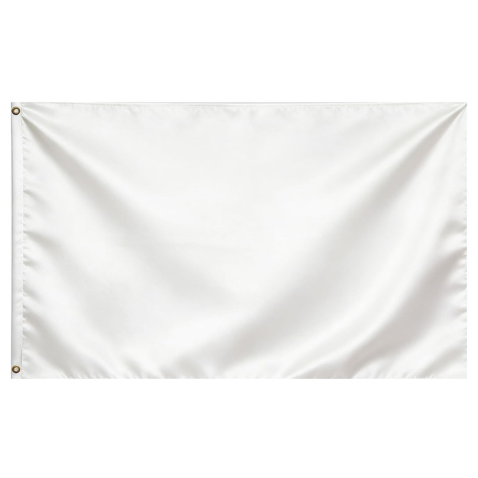 VELIFFCO white flag 3x5 full flag ready for display with durable brass grommets.