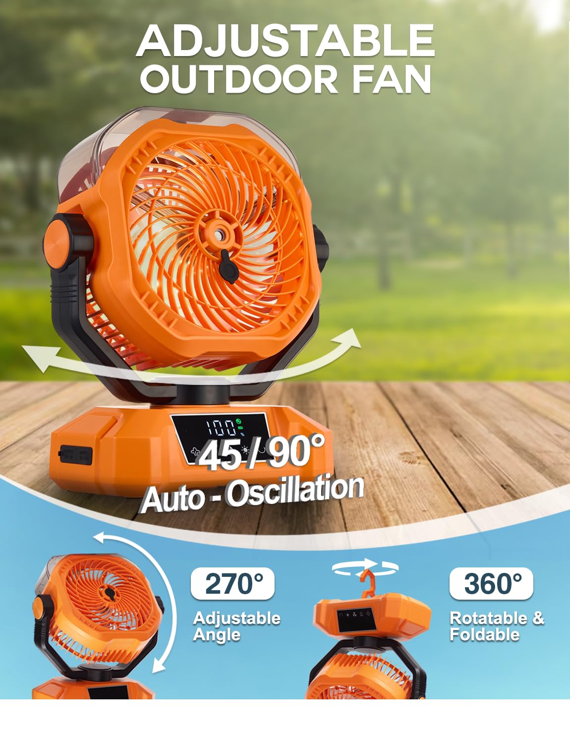 Vellrive misting fan with 270-degree tilt to direct air precisely.