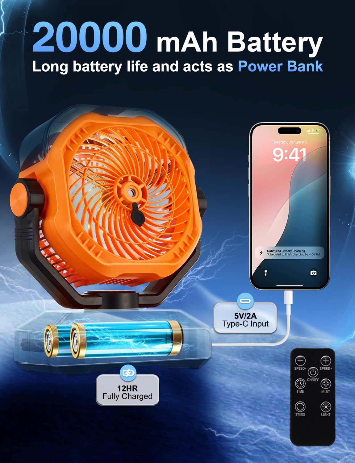 Vellrive misting fan with five speeds to tailor breeze strength.