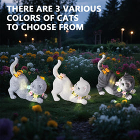 VelluraCove handcrafted cat with flowers accent adds tactile charm.
