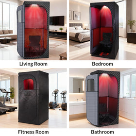 Veloqore Dry Infrared Sauna bedroom-use fits easily in living spaces
