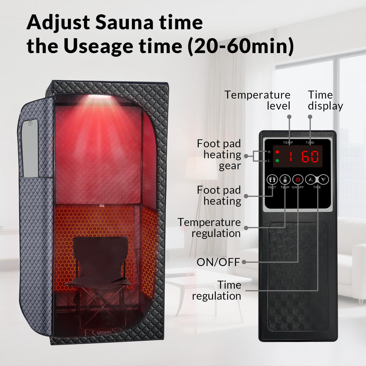 Veloqore Dry Infrared Sauna chair included ensures comfortable seating during sessions
