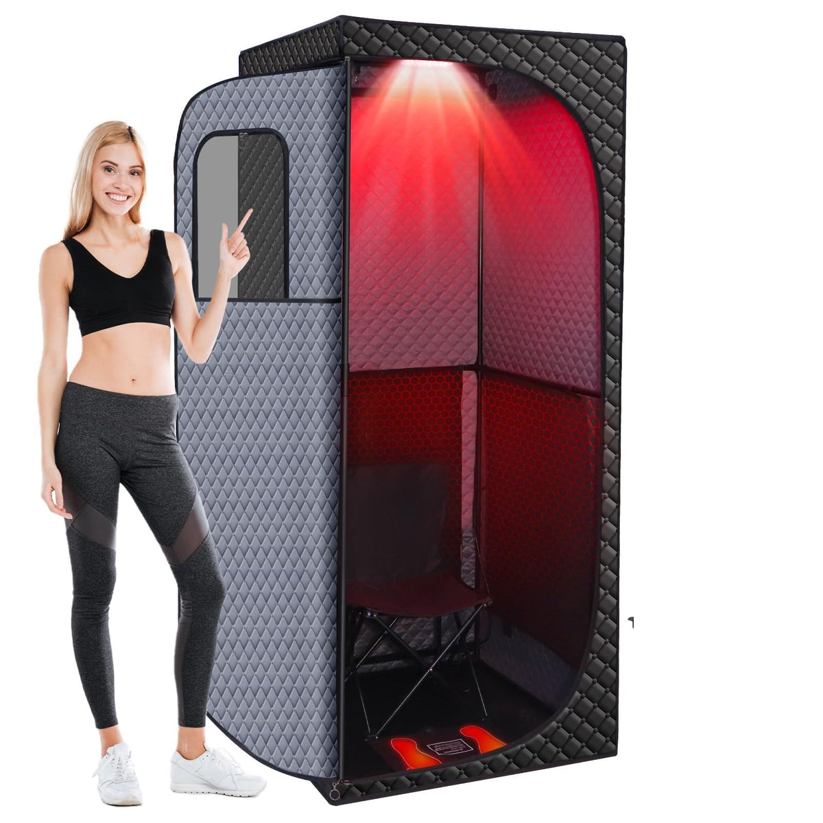 Veloqore Dry Infrared Sauna front view for full-body warmth and relaxation