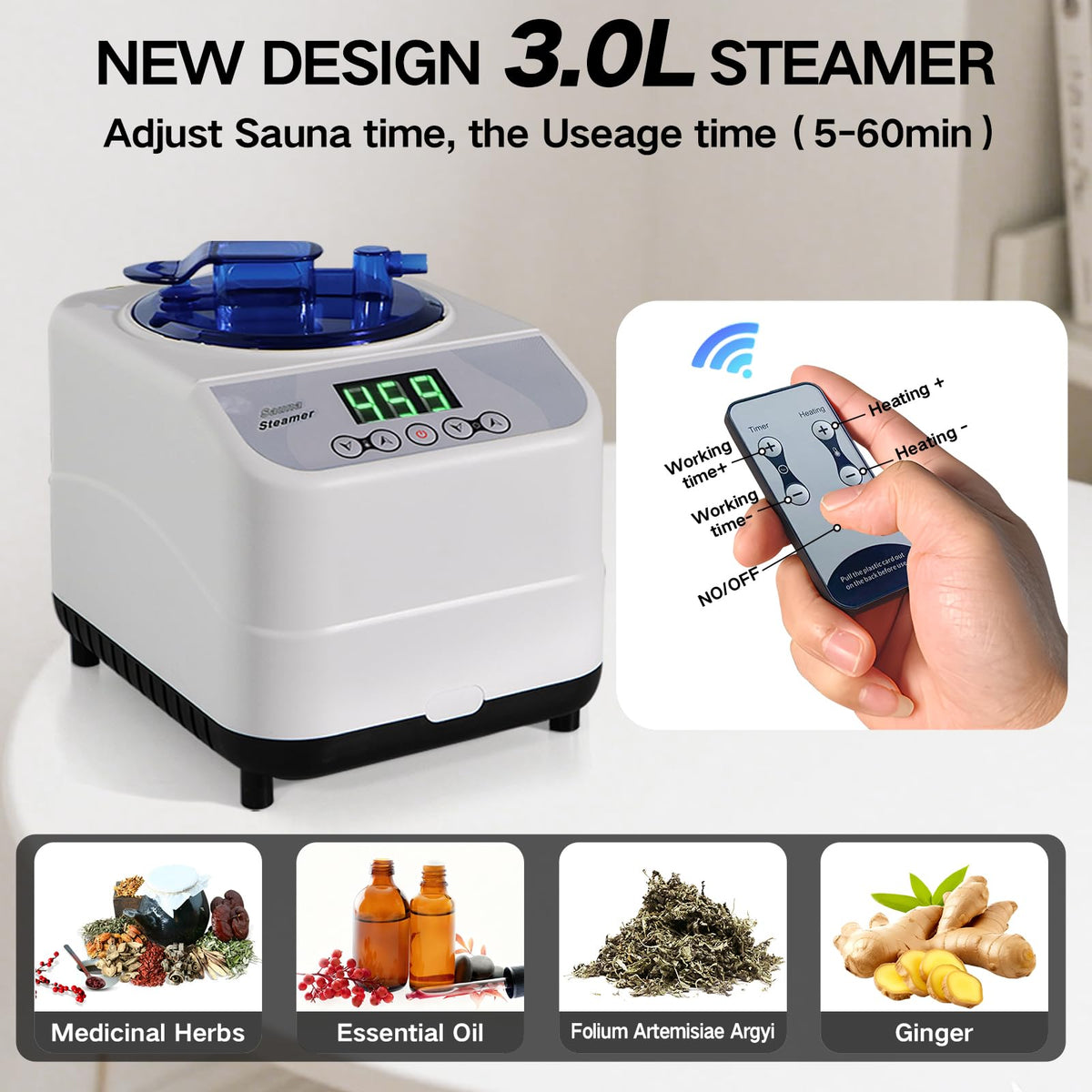 The Veloqore indoor steamer inside container illustrates quick heating and steady steam.