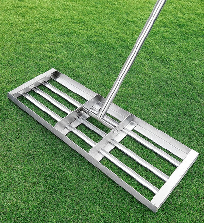 Veltec Lawn Leveling Rake front view for precise ground leveling.