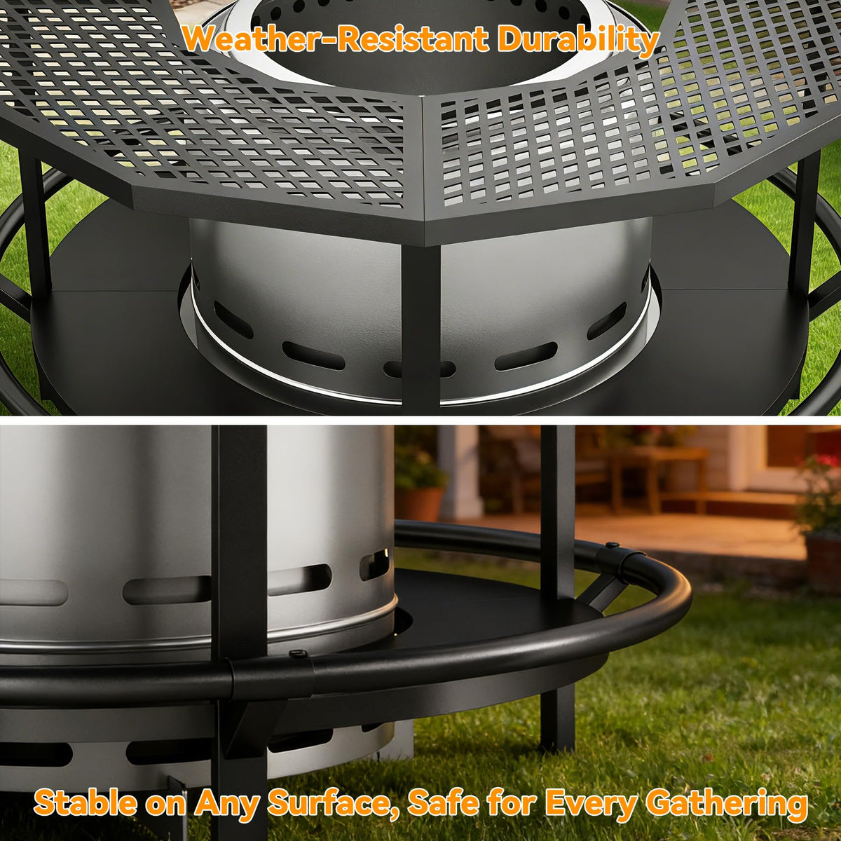 VELUVIA all-weather powder-coated steel frame stands up to outdoor use.