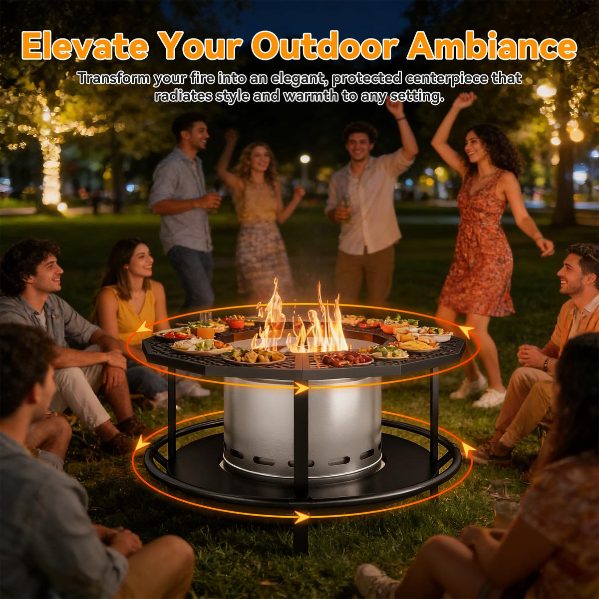 VELUVIA dual grills for quick outdoor dining and versatile cooking.