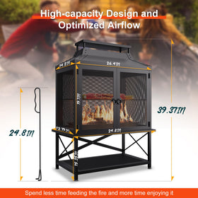 Veluvia mesh spark screen and chimney cap for safer open-air fires.