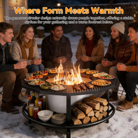 VELUVIA portable outdoor fire table setup for al fresco gatherings.
