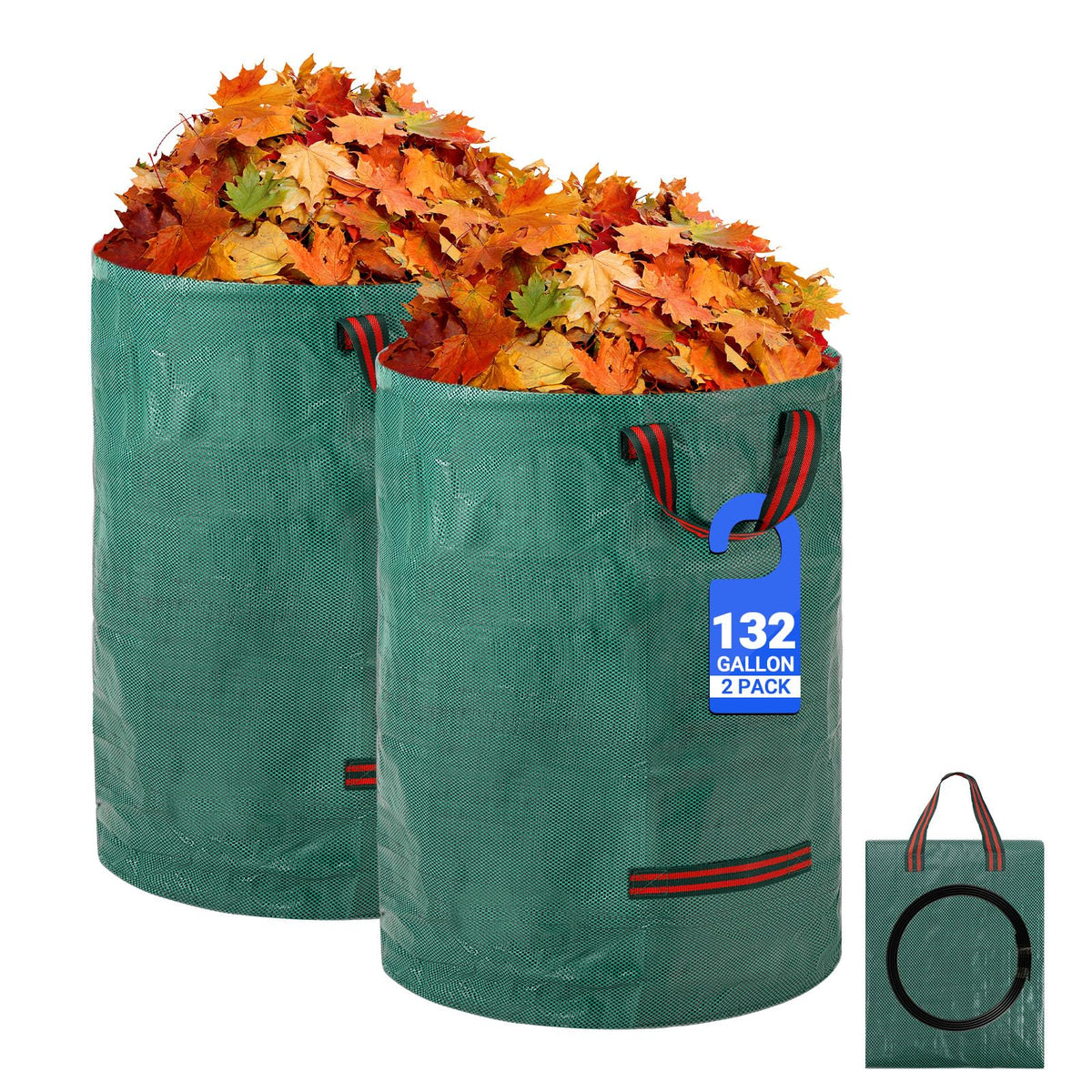 Velway 132-gallon yard waste bag with stand-up ring for easy filling and handling.
