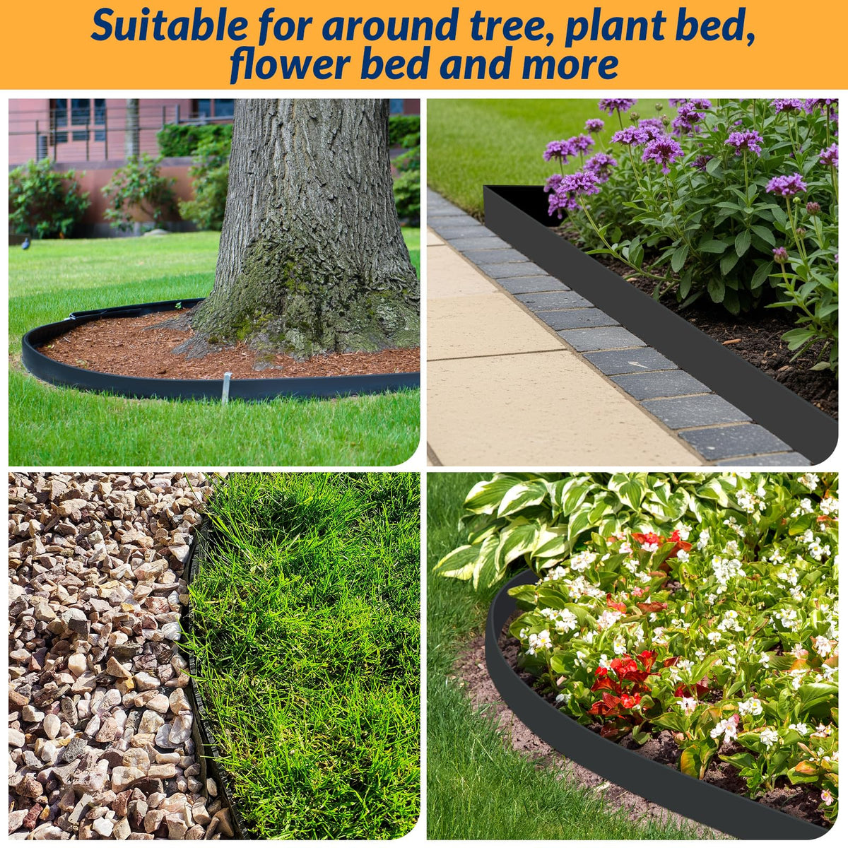 Defines driveways, patios, and rock beds for a polished landscape look.