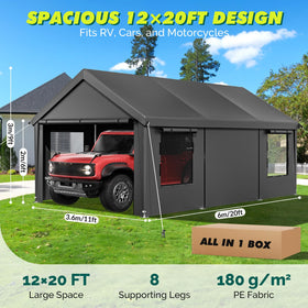 Velway carport galvanized frame supports a sturdy shelter against wind