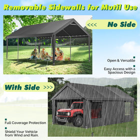 Velway carport ground stakes and wind ropes stabilize the shelter