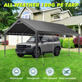 Velway carport 240 sq ft interior space fits cars, boats or tools