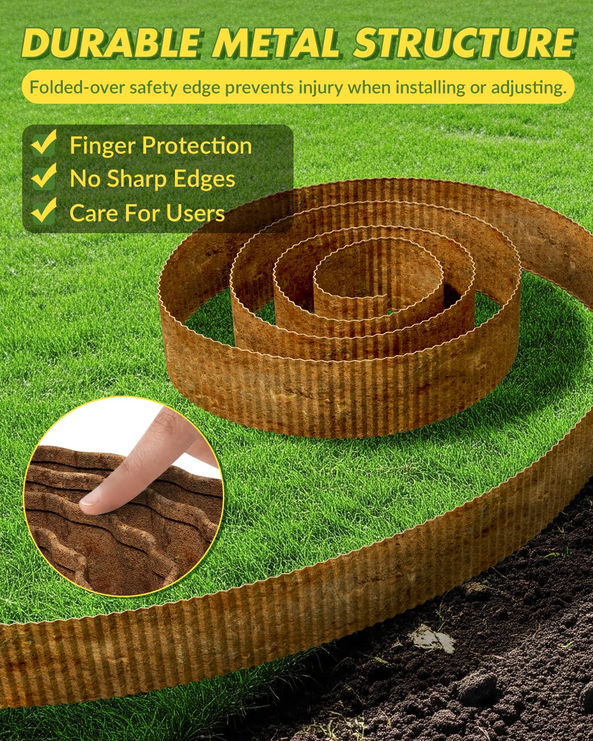 Velway curved-shapes design enables curves, waves, or straight lawn borders.