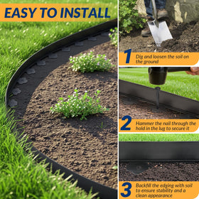Velway flexible, cuttable edging supports curved garden shapes.