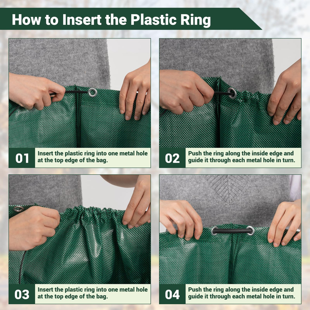 Velway bag with four handles for easy lifting and controlled dumping.