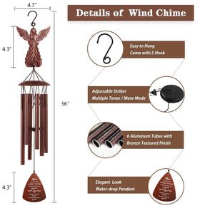VENBEEL wind chime angel topper displayed for memorial display