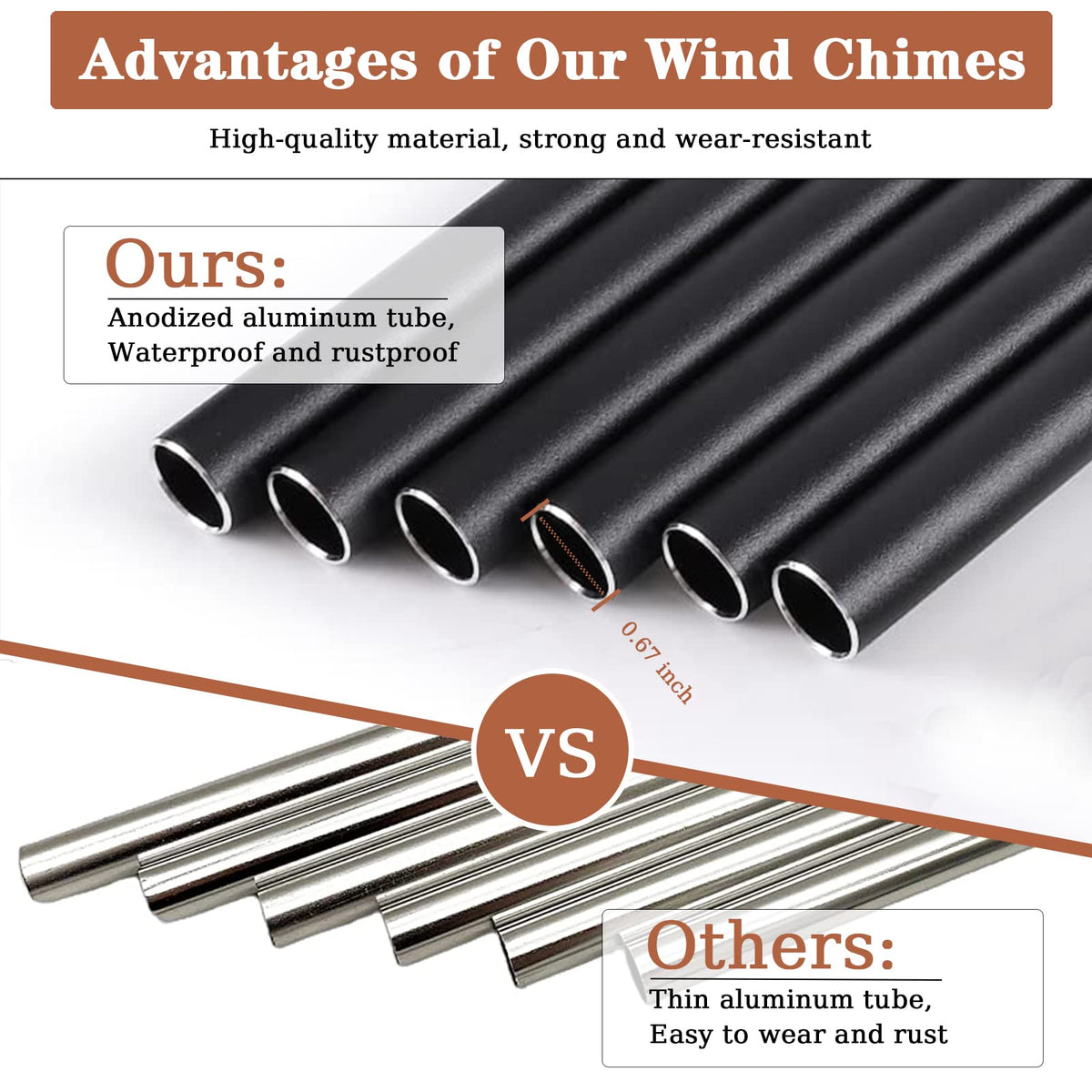 VENBEEL anodized-tube wind chime for durable long-lasting sound