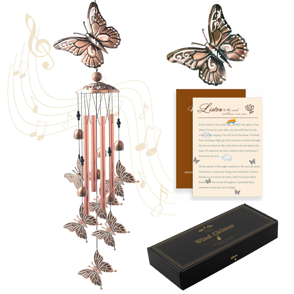 VENBEEL butterfly wind chimes on porch create a tranquil outdoor ambiance
