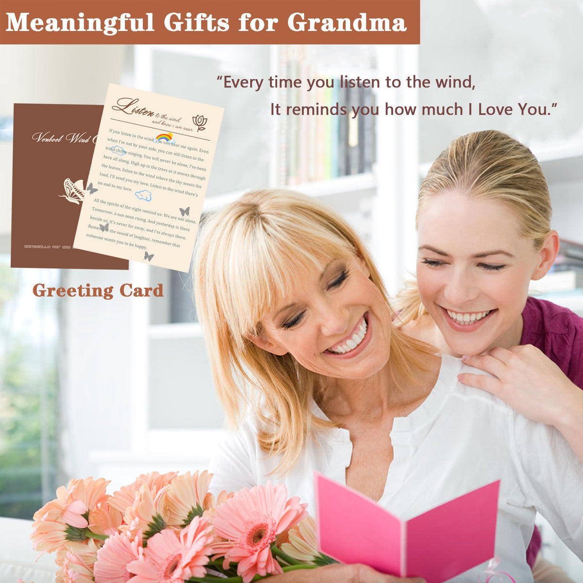 VENBEEL gift-ready wind chime box with greeting card