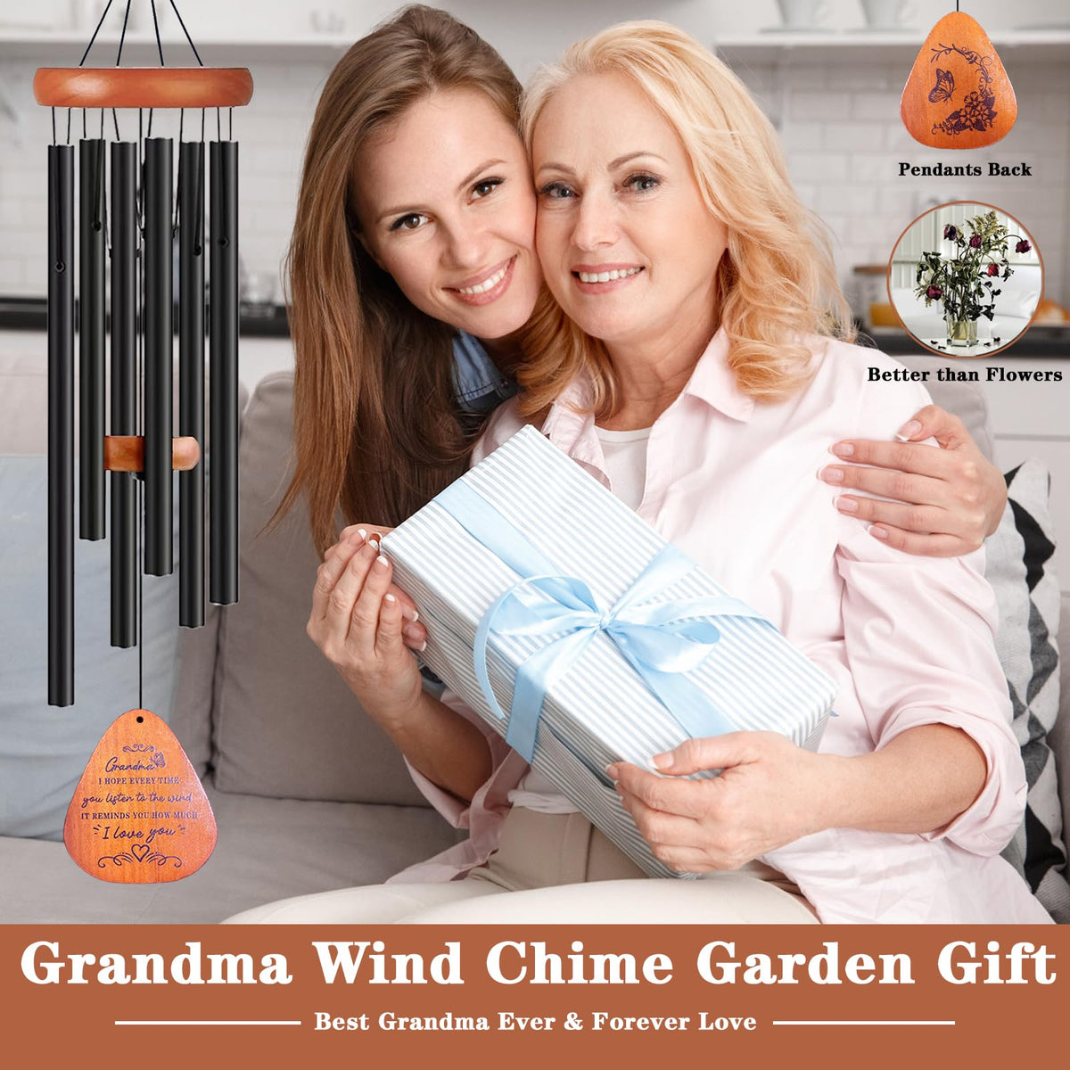 VENBEEL wind chime outdoors garden installation in sunny yard
