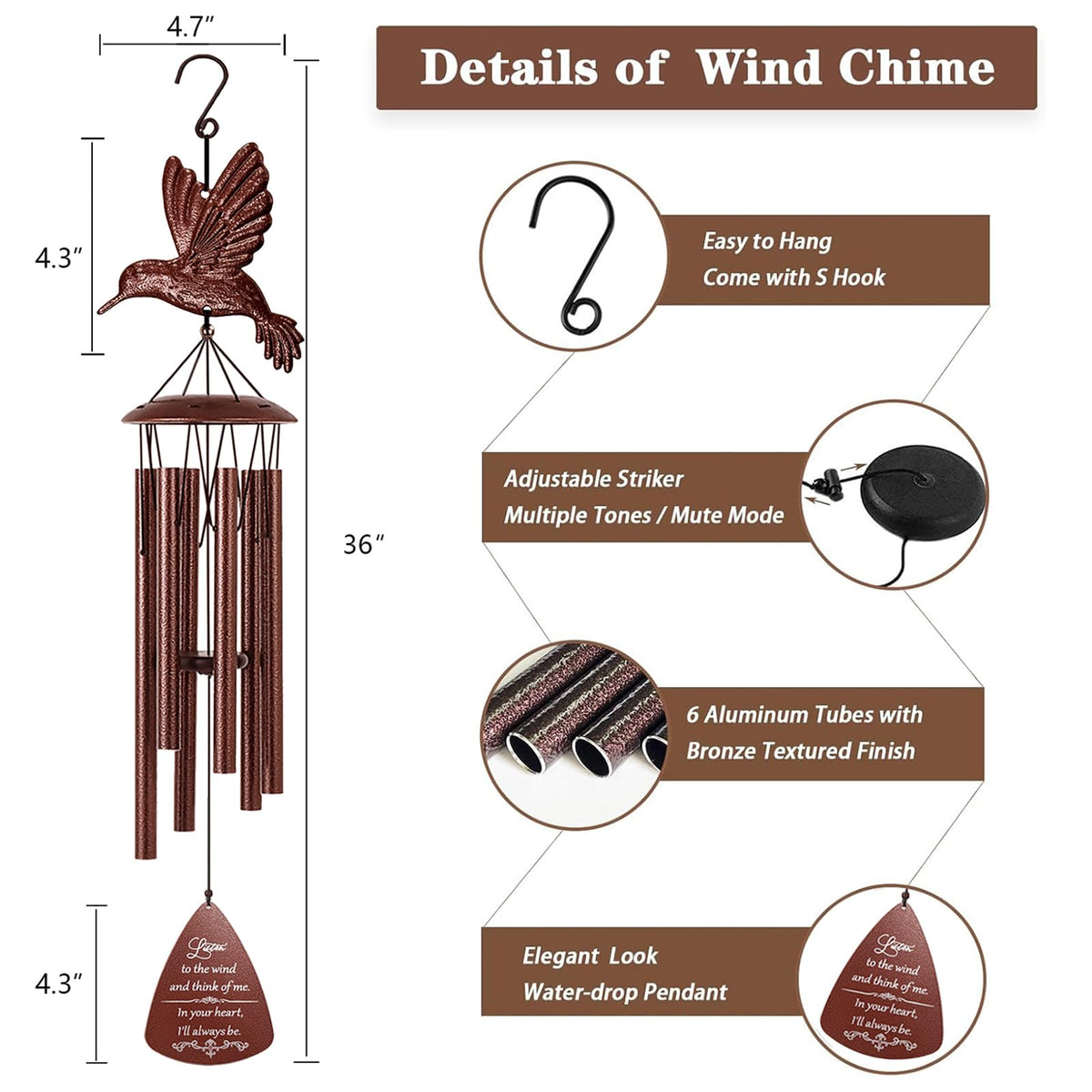 VENBEEL wind chime hanging in garden creates comforting memories