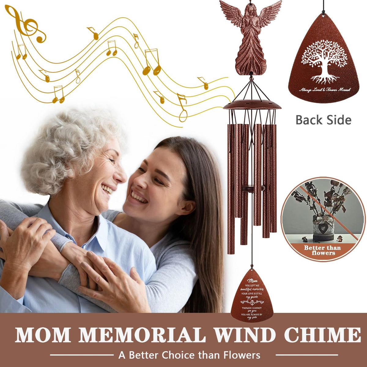 VENBEEL memorial wind chimes displayed in garden for reflective moments