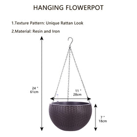 Vencer resin hanging planter with heavy-duty chain hanger