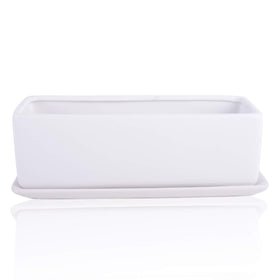 Vencer white ceramic planter with removable saucer for water containment