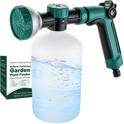 VENETIO 8-Dial hose attachment spray gun delivers uniform fertilization from bottle to garden beds