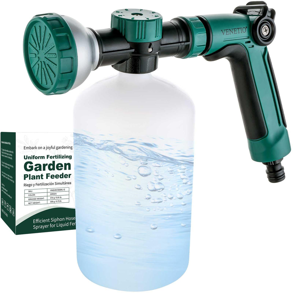 VENETIO 8-Dial hose attachment spray gun delivers uniform fertilization from bottle to garden beds