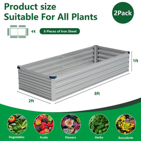 Vengarus 2-pack galvanized planters ideal for separate vegetables, herbs, or flowers.