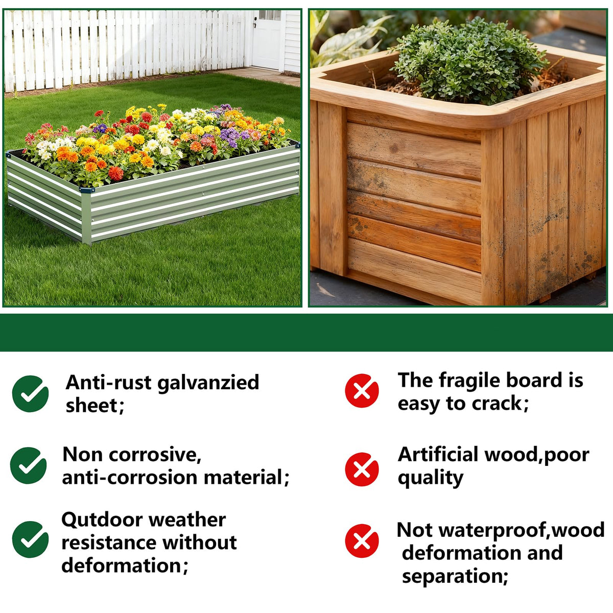 Vengarus outdoor garden beds suit patios, backyards, or balconies in silver finish.