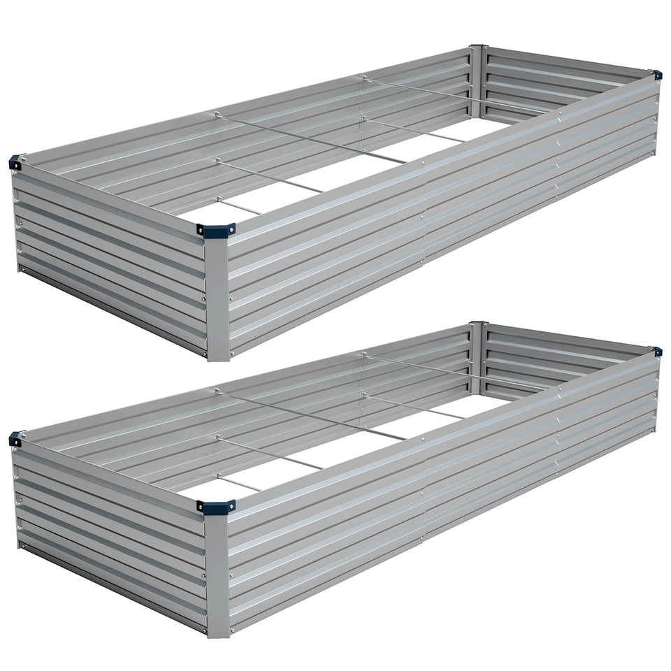 Vengarus two-pack raised beds during assembly for a tidy setup.