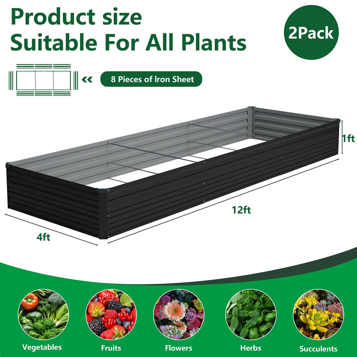 Vengarus two-pack outdoor beds ready for vegetables, herbs, and flowers.