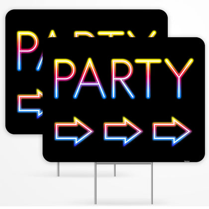 Venicor 2PC party signs with stakes show clear directions for outdoor events.
