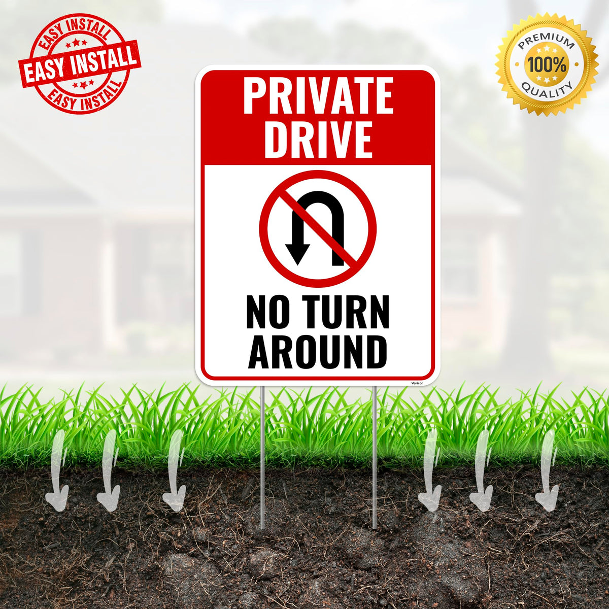 Venicor 2pc private drive sign set ideal for properties