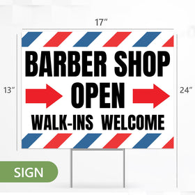 Venicor Barber Sign shows in-ground stake for quick outdoor setup