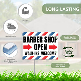 Venicor Barber Sign 17x13 yard sign enhances curb visibility for passersby