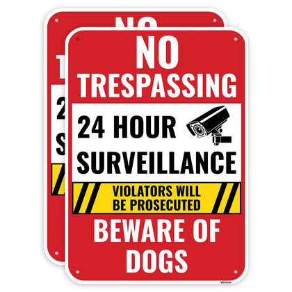 Venicor Beware Dog sign, private property, highly visible outdoor warning for trespass deterrence