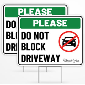 Venicor Do Not Block Driveway Sign with stake, high visibility for curb safety