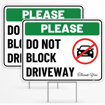 Venicor Do Not Block Driveway Sign with stake, high visibility for curb safety